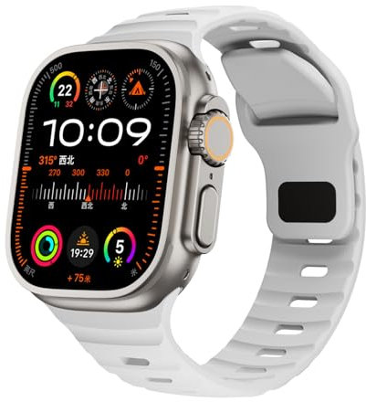 RYLIXAR Correa de Silicona Compatible con Apple Watch Ultra/Series 10/9/8/7/6/5/4/3/2/1/SE, 38-49mm, Deportiva (Blanco, 38mm/40mm/41mm/42（series 10）)