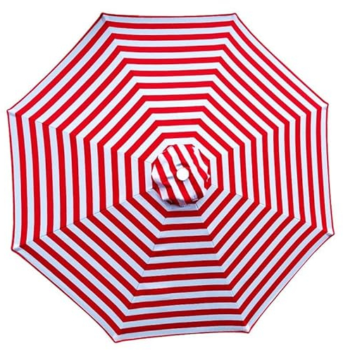 XRDSHY Sonnenschirm Ersatzbezug 3m 6 Streben, UV-Schutz Ampelschirm Bezug, Wasserdicht Schirmbezug Sonnenschirm Ersatzteile für Balkon, Garten, Pool und Strand, Rot Weiß