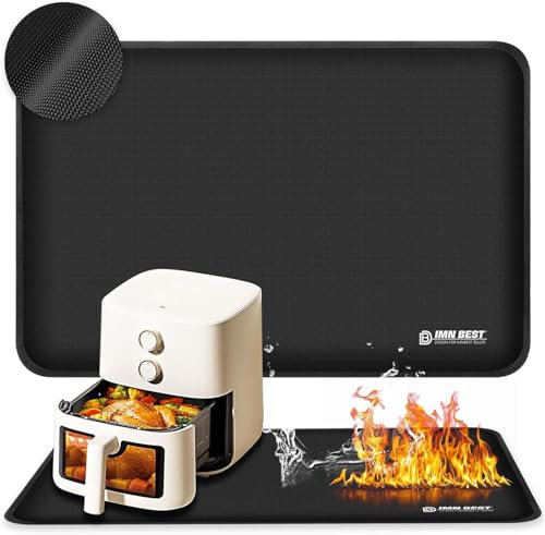 Tapis résistant à la chaleur, tapis résistant à la chaleur pour friteuse à air, tapis en silicone ignifuge 45 x 35 cm pour plans de travail de cuisine, protecteur de plan de travail, antidérapant et i