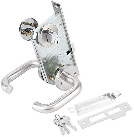 Wifehelper Stainless Steel Door Handles Lock Kit, Commercial Lever Door Lock Aisle Handle Lock Door Lock Kit for Fire Emergency Exit Corridor, Heavy Duty Locking Door Handle