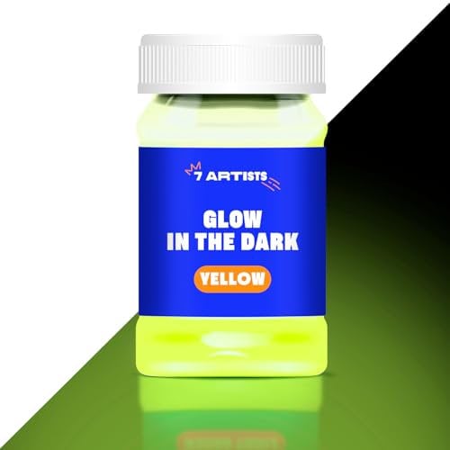 7 Artists Vernice Fluorescente al Buio Giallo 100 ml Vernice Fosforescente | Colori Fluorescenti al Buio | Glow in the Dark Paint | Pittura Fluorescente al Buio | Vernice Fluo | Liquido Fluorescente