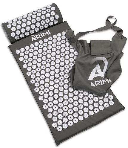 ARIMI® Akupressurmatte mit Kissen und Tasche, nachhaltig, ergonomisch – für Schmerzlinderung, Entspannung und Regeneration, ideal für Rücken und Nacken, Massagematte mit Akupressurkissen