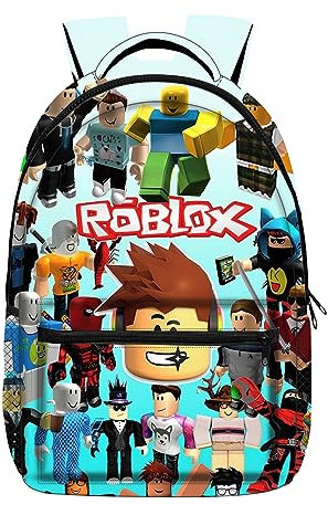 MAJEQZGY Roblox 3D Gedruckter Kinder Schulrucksack für Jungen und Mädchen, 16 Zoll Große Kapazität Reiserucksäcke Büchertaschen Kinder Schultasche (Mehrzweck-Blau)