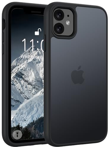 Andwing Matt Hülle für iPhone 11 6,1 Zoll, Militärstandard FallSchutz Handyhülle für iPhone 11, Mattierte Durchscheinende Rückseite Schutzhülle, Anti-Fingerabdruck Kratzfest Haltbar(Schwarz)