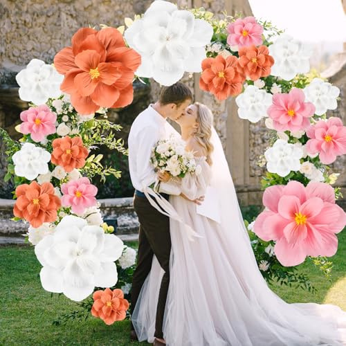 Riesige Papierblumen, Dekorationen für die Wand, 61 cm, 30,5 cm, 20 cm, große bunte Seidenpapierblumen, handgefertigt, Krepp, künstliche Blumen für Hochzeit, Babyparty, Geburtstag, Party-Dekoration
