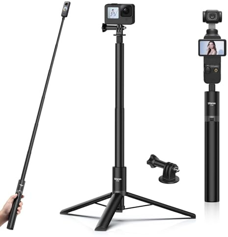 Ulanzi TT52 Selfie-Stick Stativ 150cm für Insta 360 & Go Pro - 2-in-1 Tripod & Selfiestange, Ausziehbar von 30 bis 150 cm, Stabil & Kompakt für Go Pro, DJI Osmo Action, Actioncams