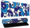 Grand tapis de souris de jeu géométrique de dessin animé japonais XL 80 x 30 cm, bleu marine et blanc, grand tapis de souris avec base en caoutchouc antidérapant, bords cousus pour PC, ordinateur