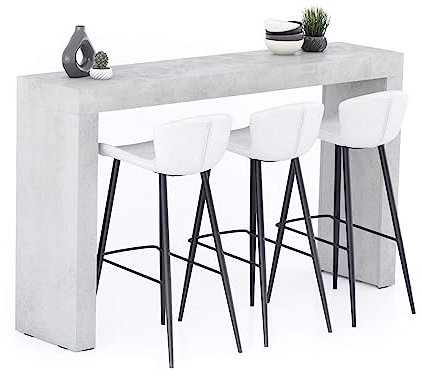 Tavolino alto moderno 180x40 effetto cemento grigio mobili elegante dall'Italia