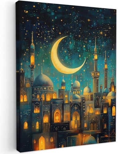 MuchoWow© Wandbilder 50x70 cm Schlafzimmer Home Deko Wohnung Bild Wohnzimmer Fotoleinwand Wand Islamische Bilder Leinwand Wall Decor Islamisch - Moschee - Ramadan - Islam