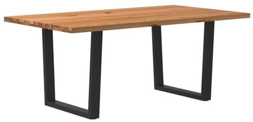 vidaXL Esstisch mit Baumkanten 180x100x74 cm Massivholz Eiche, Küchentisch, Restauranttisch, Tisch Restaurant, Esszimmertisch, Bistrotisch
