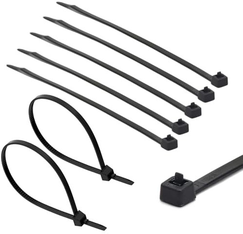 TERF® 50 Pcs Reusable Black Cable Ties 300mm (12'') X 4.8mm Heavy Duty Nylon Releasable Adjustable Wire Cable Ties Zip Wraps Plastic Tie for Home Office Garden Garage Workshop DIY Purpose Use