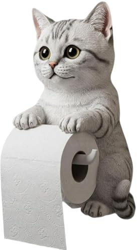 LUMOOM Porta carta igienica per gatti, con stampa 3D, porta carta igienica a parete, porta carta igienica decorativa per bagno e cucina, senza fori (C)