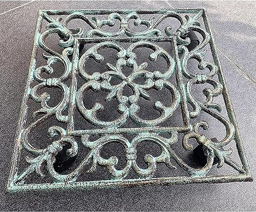 SdaryWare Chariot à Plantes carré en Fonte vieillie, Plateau Mobile pour Pots de Fleurs, Support Roulant pour Balcon, Jardin, terrasse, Cour, Porche