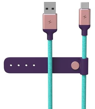 Mophie Cable Charge Stream USB-A a USB-C 2.0 de 1 m, cable de carga de nailon trenzado de alta calidad compatible con iPhone 17/16/15, iPad Pro, MacBook, AirPods, silicona Enduraflex, verde azulado