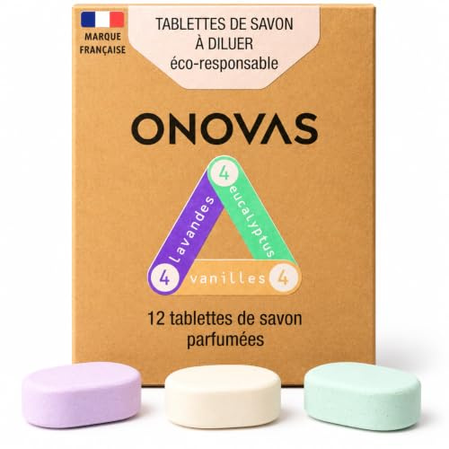 Savon pour les Mains en Pastilles à Diluer – 12 Tablettes Écologiques – Recharge Zéro Déchet – Parfum Naturel – Économique & Pratique