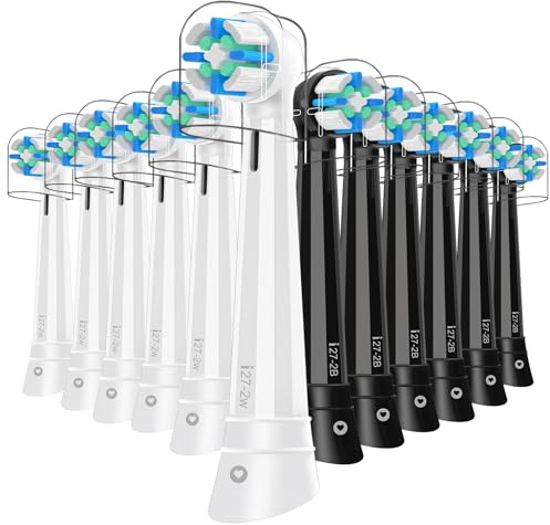12er IO Aufsteckbürsten Kompatibel mit Oral B iO Elektrische Zahnbürsten, IO Zahnbürste Aufsätze Kompatibel mit Oral B iO 2/3/4/5/6/7/8/9/10 (Schwarz/Weiß)