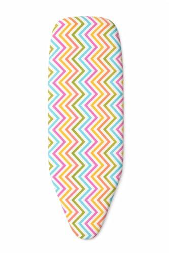 Alpha Aim Extra Large Ironing Board Cover Fits 122×38cm to 145×54cm – Smart Fit Elasticated Cover with Adjustable Cord Toggle, Thick Felt Padding, Premium Cotton Surface, Washable, Chevron Design