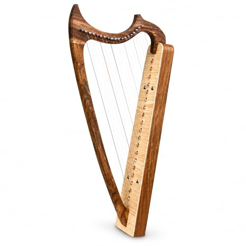 Uzman Harfen 19 Saiten Gothic Harfe Keltische Harfe aus Palisander Echtholz mit Tasche, Stimmschlüssel und Ersatzsaiten, Folk Harp für anspruchsvolle Einsteiger und Fortgeschrittene