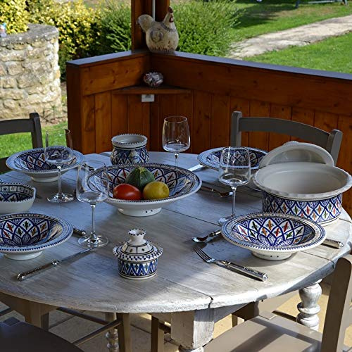 YODECO Tebsi Bakir Blue Couscous Plate Set - 12 People
