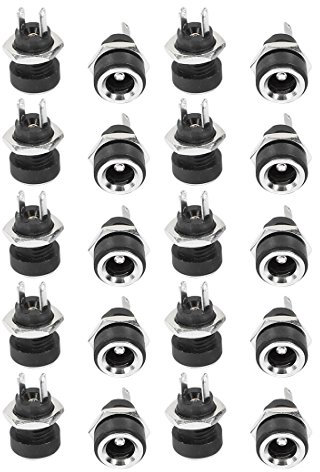 sourcing map 20Stk. DC-022B 5.5mm x 2.5mm DC Buchse Plattenmontage Netzteil Adapter DE de