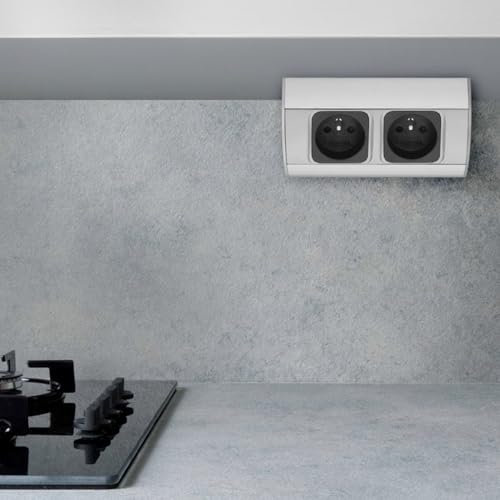 Aluminium Steckdosenleiste 2-Fach schwarz-Silber