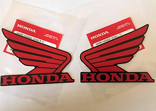 HONDA Adesivi per Serbatoio Carburante Wings 2 x 100 mm Rosso/Nero Sinistro e Destro