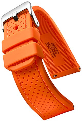 STUNNING SELECTION ALPINE Premium Quality Sporty Silicone Waterproof Watch Band with quick release - Soft Rubber Watch Strap - Assroted Colors - 20 mm, 22 mm and 24 mm (22MM, ORANGE)