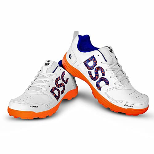 DSC Men's & Boys ORNGWHT-S4 Cricket Shoes, Fluro Orange-White, 4UK/5US/38EU