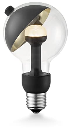 Home Sweet Home Designer LED Leuchtmittel Move Me | E27 | G80 Sphere LED-Lampe | Schwarz/Gold | Mit verstellbarem Diffusor | 3W 220lm | warmweißes Licht | für E27-Fassungen
