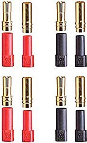 YUNIQUE GREEN-CLEAN-POWER - XT150 Stecker Männlich-Weiblich 4 Paar für Rc Lipo Batterien | Goldene Stecker 6mm | Kompatibel mit 8AWG | Hitzebeständig, Rot Schwarz, Kunststoff