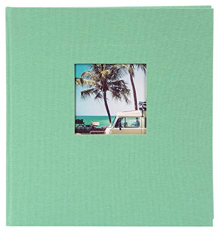 goldbuch Fotoalbum Bella Vista, Erinnerungsalbum aus Leinen, Album mit 60 weiße Seiten & Pergamin, für Fotos zum Einkleben, Fotobuch mit Cover Bild, Bilderalbum, Papier, neo-Mint, ca. 30 x 31 x 4 cm
