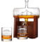 Whisky-Dekanter mit 2 Whiskygläser 320ml, hochwertige Whisky-Karaffe mit Segelschiff 1000ml mit hochwertigen Holzständer und Edelstahlhahn, bleifreier Dekanter, ideal als Geschenkidee für Männer