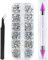 Canvalite 1500PCS Rhinestones in 6 Sizes Flat Back Gems, Crystal AB Nail Art Gems with Pick Up Tweezers and Rhinestone Picker Dotting Pen, Tools for Nails, Clothes, Face, Craft
