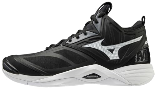 Mizuno Unisex 2 Wave Momentum Mid Volleyballschuh 10, schwarz/weiß, 43 EU