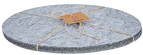 Hansmeier Filzuntersetzer rund - Hellgrau - 30cm - 2er Set - praktisch & stilvoll - Unterlage für Teller, Töpfe, Gläser oder als Tischset - waschbar