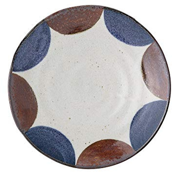 Bloomingville Camellia Servierschale aus Porzellan in der Farbe Blau-Braun-Beige, Maße: 16cm x 16cm x 3cm, 82050101