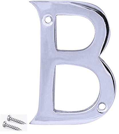 TERF® 3 Inch (75mm) Chrome Polished Finish Screw Fix Front Door Letter '' B '' Mailbox Hotel House Door Number Suitable for All Door Types Wooden, uPVC and Composite With Fixing Screw [ Letter - B ]