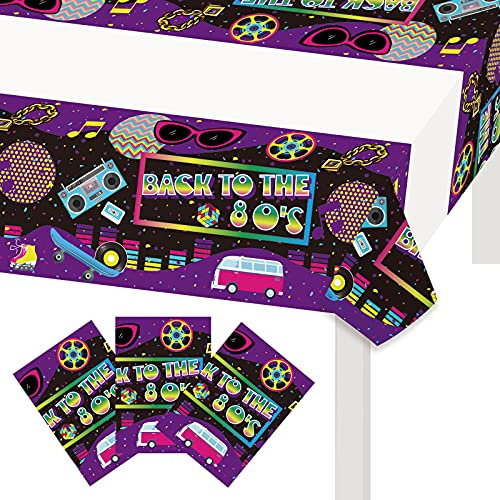 3PCS Back to The 80's Tablecloth 42.6 x 70.8 Retro Radio 80s Party Table Covers Throwback 80's/Funny 1980's /I Love 80s/Rock Punk Disco Hip Hop 80th Birthday Wedding Party Supplies Decorations