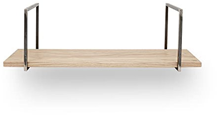 Anton Doll Holzmanufaktur ®, Wandboard mit Stahlprofil aus Massivholz - Wandregal, Schweberegal, Hängeregal, Hängeboard, Eichenholz (Naturoptik, 80 cm)