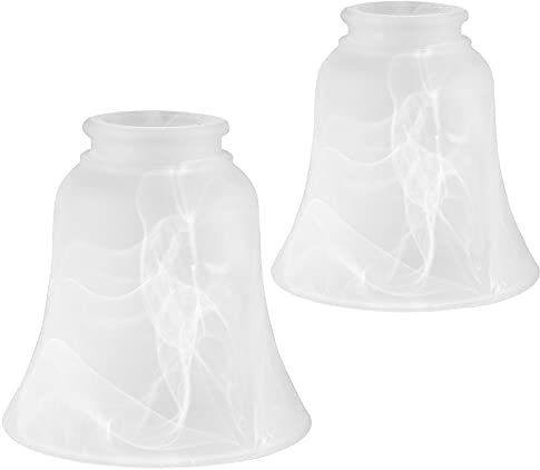 Skelang Lot de 2 abat-jours en verre albâtre de rechange en forme de cloche 40 mm pour lustre, ventilateur de plafond, appliques murales