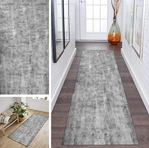 ZDYHMrj Teppich Läufer Flur Grau 80x300cm rutschfest Korridor Teppichläufer Waschbar Modern Küche Schlafzimmer Wohnzimmer Läufer Teppich Breite 40cm/ 50cm/ 60cm/ 70cm/ 80cm/ 90cm/ 100cm