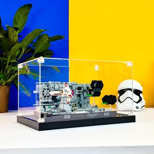 icuanuty Acrylmodell-Display-Box/Display-Vitrine für Lego 75329 Death Star Trench Run Diorama Set -Display-Box Staubschutzhülle mit Sockel,26x20x14 cm