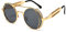 YAMEIZE Sonnenbrille Damen Vintage Runde Steampunk-mit UV400 Schutz Metallrahmen Brille Fahren für Herren Goldrahmen Schwarzgrau