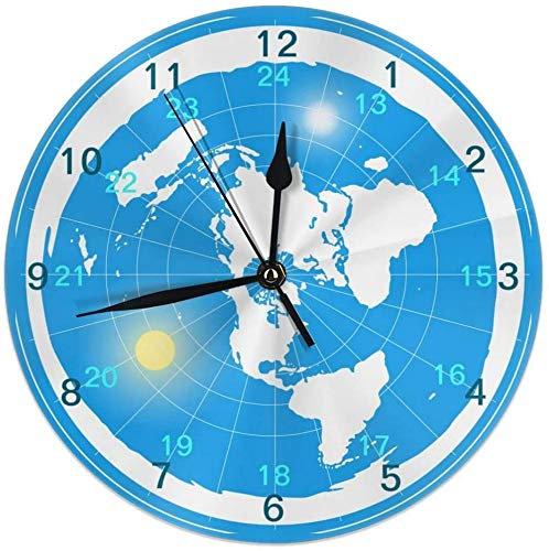 AOOEDM Orologio da parete classico rotondo alla moda blu terra piatto Orologio da 10 pollici a batteria per la decorazione dell'ufficio del soggiorno di casa