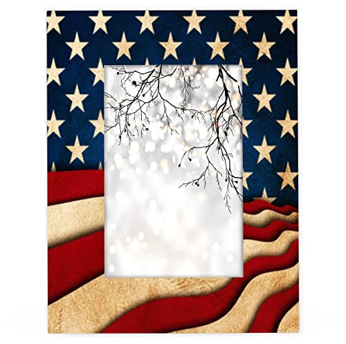 AUUXVA American Flag 5x7 Picture Frame, Memorial Day USA Flag Photo Frame for Wall Mounting or Tabletop Display, Picture Frames Collage for Wall Decor, Wall Gallery Photo Frames