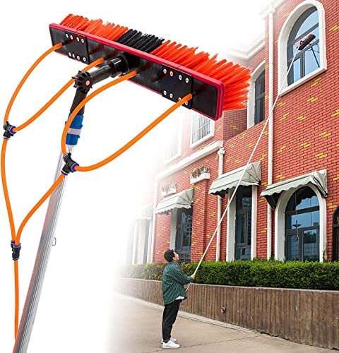 Ywanwj 12m Window Cleaning Telescopic Pole extendable kit, Water Fed Poles Roof Tools solar panel brush 50m head easy to install Steel buckle fastening