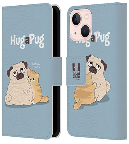Head Case Designs Hug Piper Il Pug Custodia Portafoglio in Pelle Compatibile con Apple iPhone 13 Mini