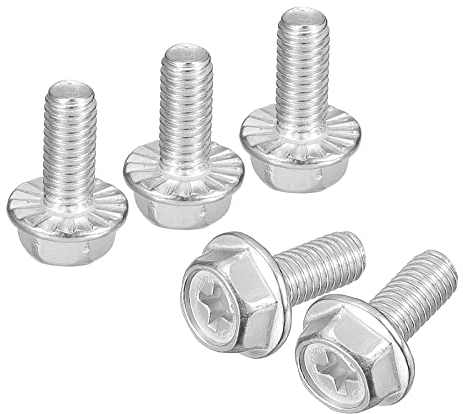 sourcing map 10 Stück Kreuzschlitz Sechskant Flansch Bolzen M6x14mm 304 Edelstahl Sechskant Kopf Maschinen Bolzen