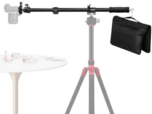 NEEWER Overhead Tripod Extension Arm with Arca Type Quick Release Base, Telescopic 22-37.8 inch, Metal Heavy Duty Camera Mount Boom Arm with Ball Head & Sandbag for Product Photography Video, ST005