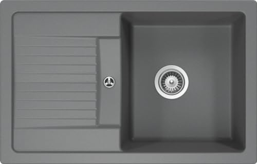 SCHOCK Fregadero de cocina 78 x 50 cm Lima D-100S Croma – Fregadero de granito CRISTALITE a partir de 50 cm de ancho
